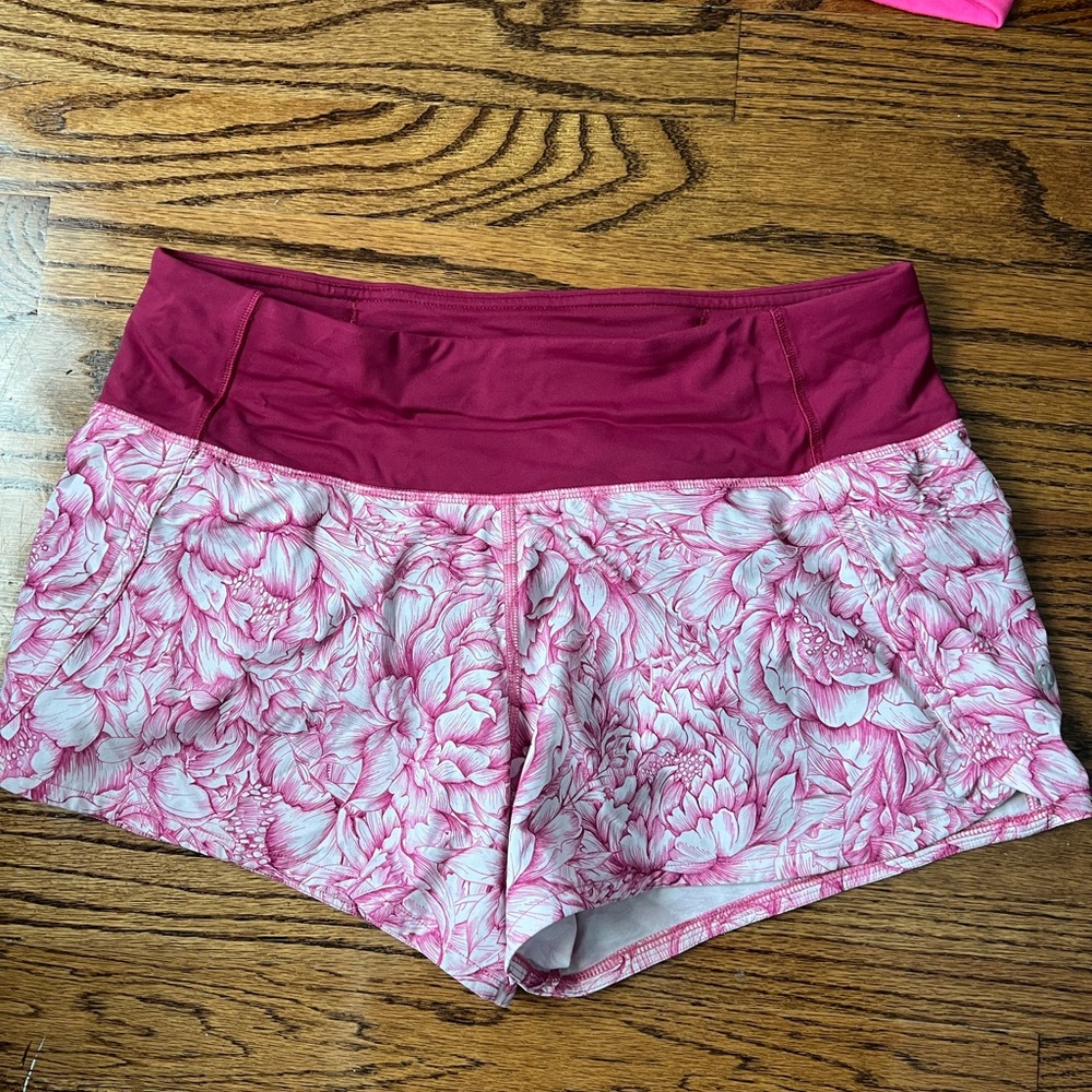 Lululemon Athletica Pink Floral Athletic Shorts